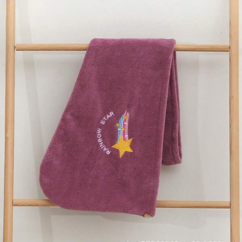 Women's Absorbent Quick Drying Shower Cap, Embroidery Style Hair Drying Cap, Coral Fleece Thickened Towel