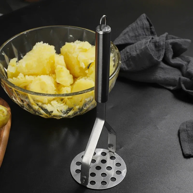 Manual Stainless Steel Potato Masher, Food Crusher Gadget for Fruits, Vegetables, Kitchen Use