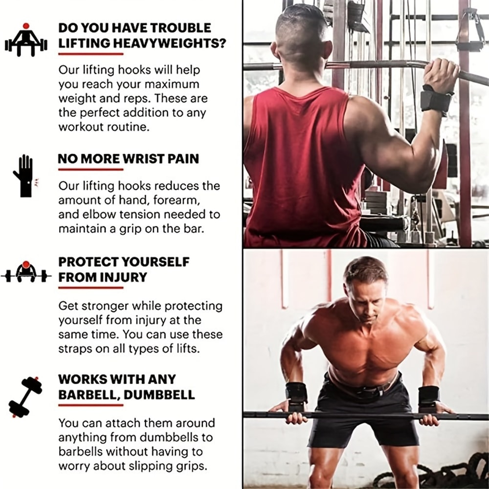 Strength Reduction Training Equipment for Squatting, Weightlifting, Pull Ups, Wristband Hook