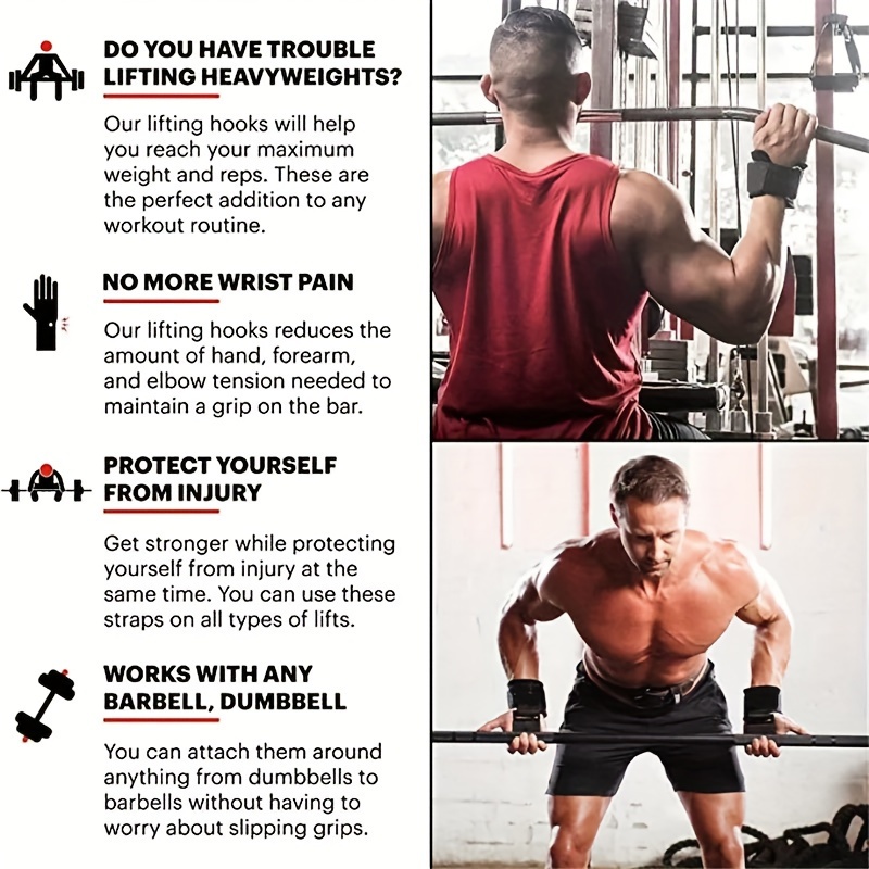 Strength Reduction Training Equipment for Squatting, Weightlifting, Pull Ups, Wristband Hook