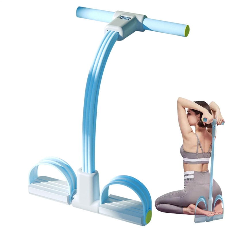 Workout Pedal Puller, Fitness Pedal Resistance Band, LED Display Yoga Strap Tension Rope for Elastic Exercise