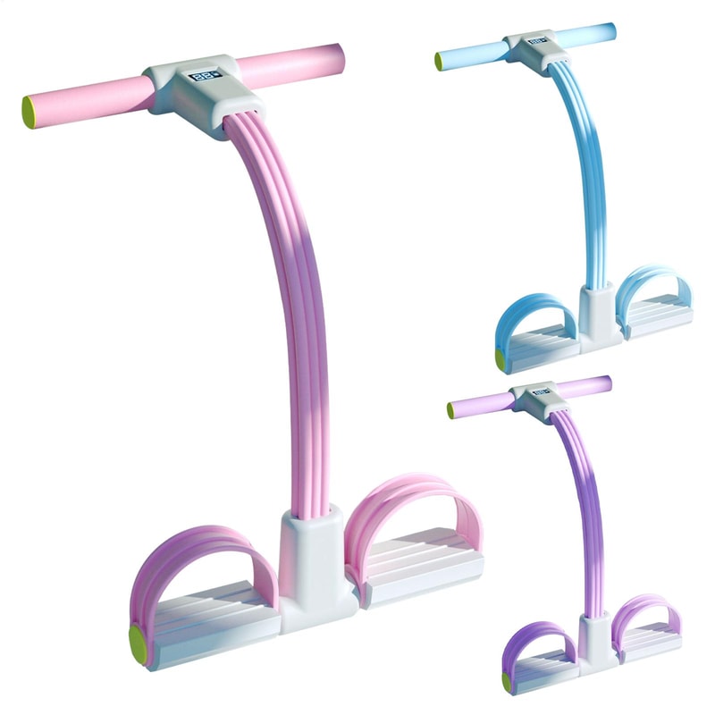 Workout Pedal Puller, Fitness Pedal Resistance Band, LED Display Yoga Strap Tension Rope for Elastic Exercise