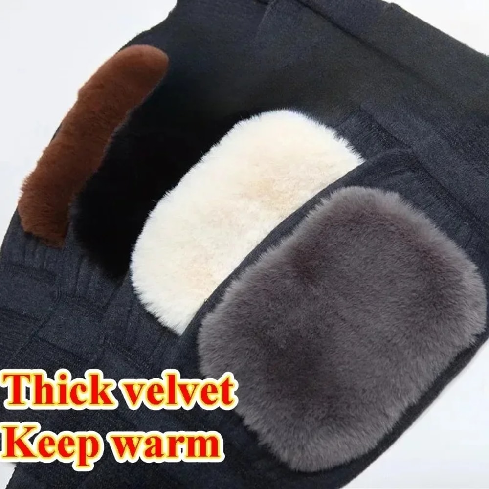 Winter Rabbit Fur Knee Pads for Old People, Thermal Keep Warm Velvet Kneepad for Arthritis
