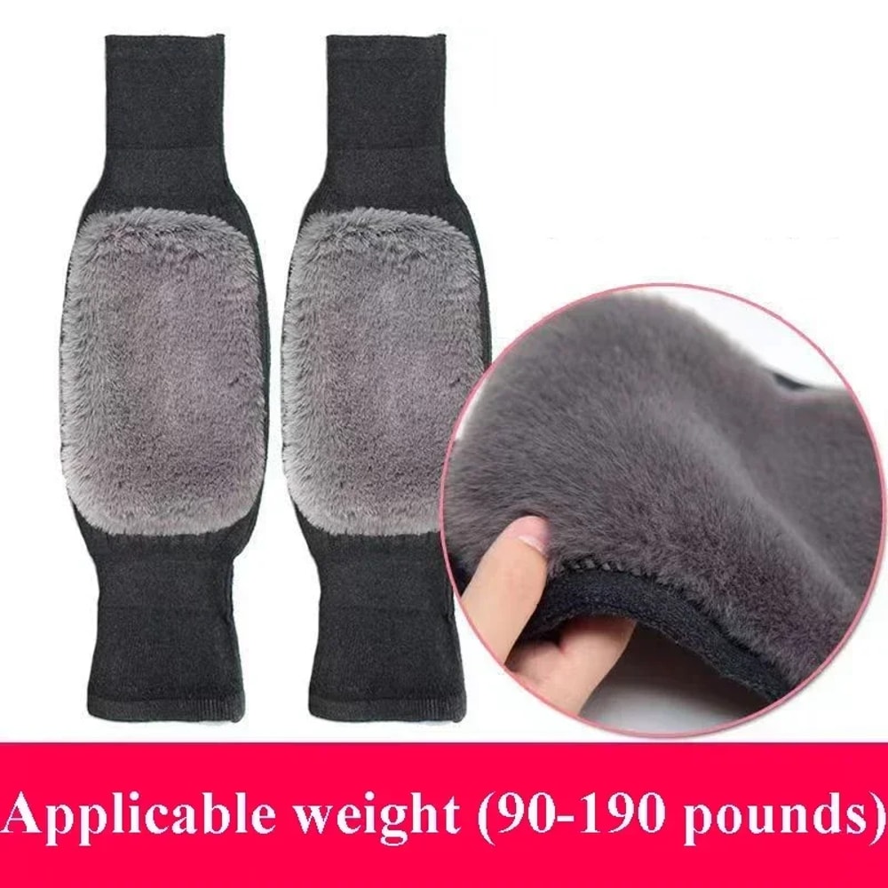 Winter Rabbit Fur Knee Pads for Old People, Thermal Keep Warm Velvet Kneepad for Arthritis