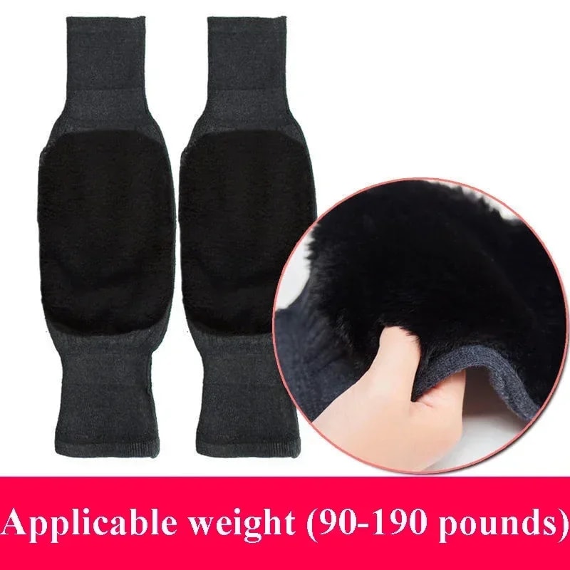 Winter Rabbit Fur Knee Pads for Old People, Thermal Keep Warm Velvet Kneepad for Arthritis
