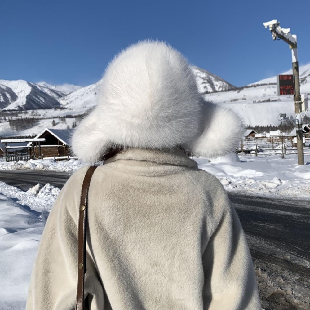 Winter Warm Earflap Ski Cap, Thicken Faux Fur Bomber Hat, Russia Ushanka Fur Hat