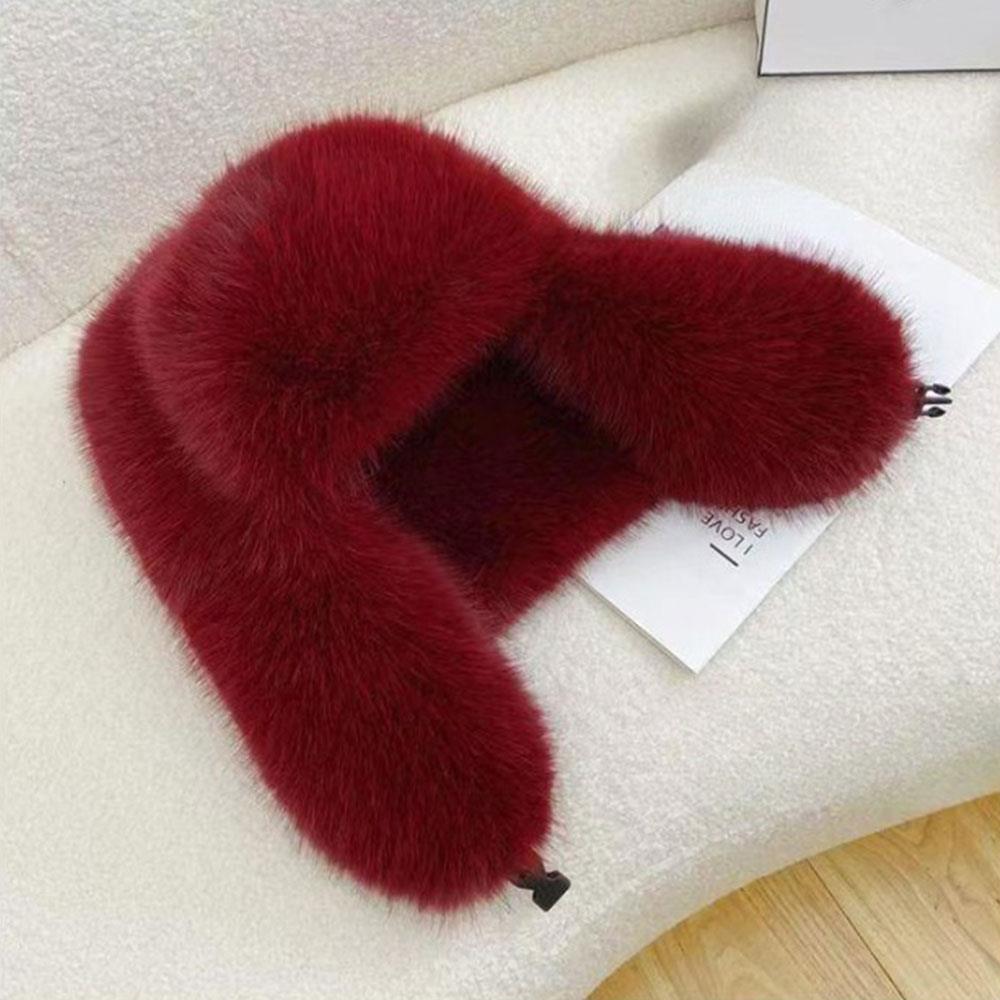 Winter Warm Earflap Ski Cap, Thicken Faux Fur Bomber Hat, Russia Ushanka Fur Hat