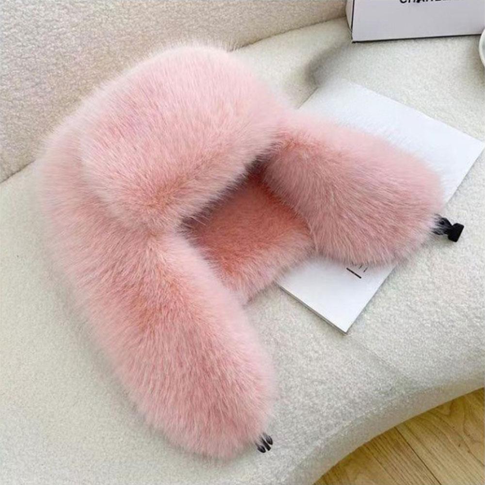 Winter Warm Earflap Ski Cap, Thicken Faux Fur Bomber Hat, Russia Ushanka Fur Hat