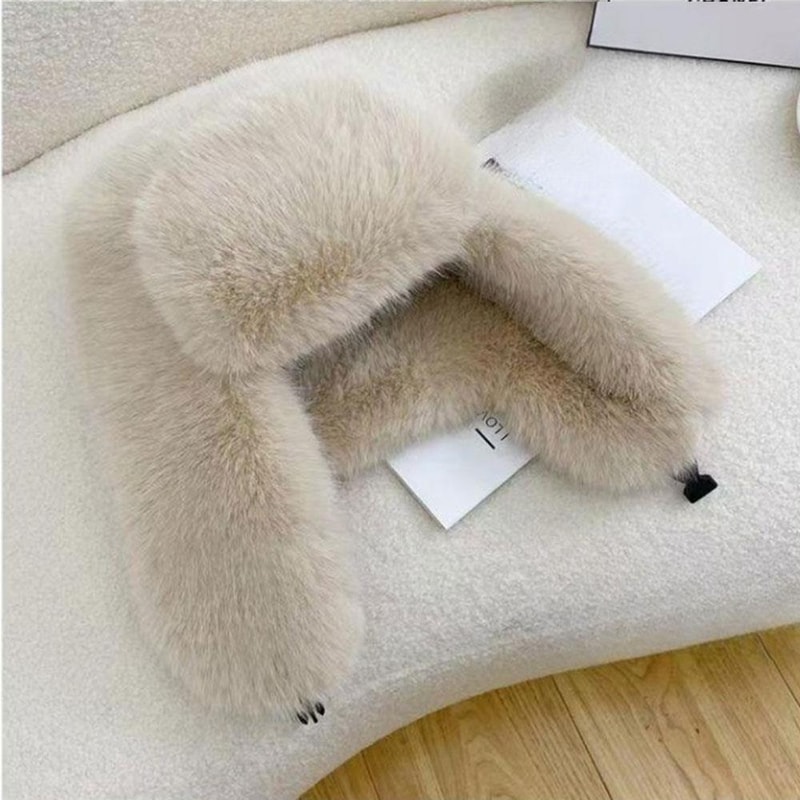 Winter Warm Earflap Ski Cap, Thicken Faux Fur Bomber Hat, Russia Ushanka Fur Hat