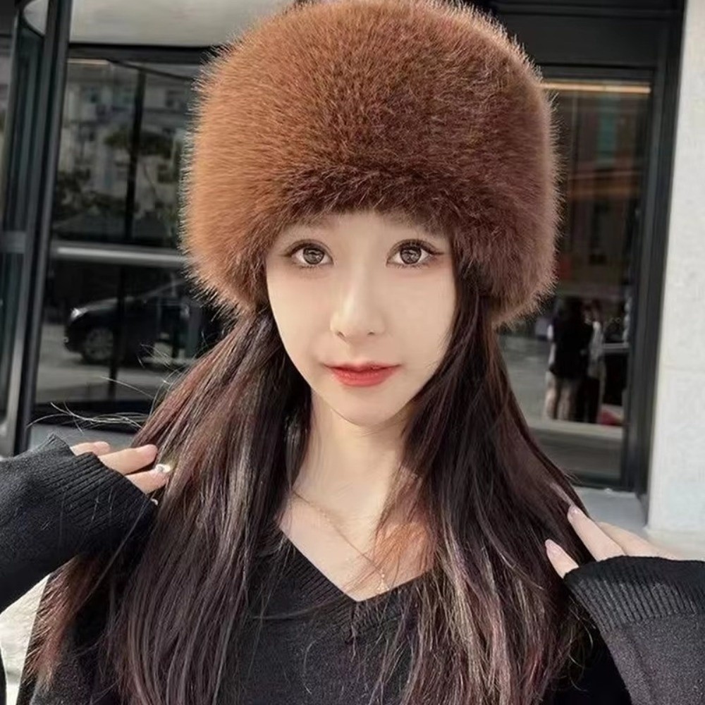 Warm Fisherman Hat Soft Furry Panama Cap New Plush Fluffy Fur Bucket Hat Winter Ear Protection 3