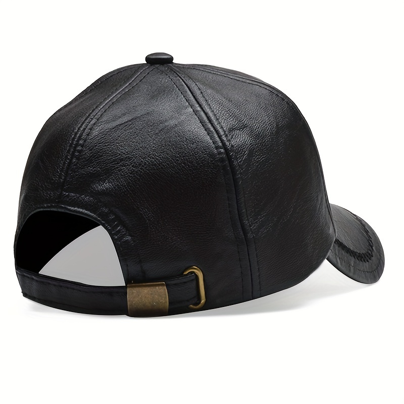 Warm Leather Baseball Cap Fashion Men Snapback Hat Adjustable Outdoor Sports Dad Cap For Autumn Win 3