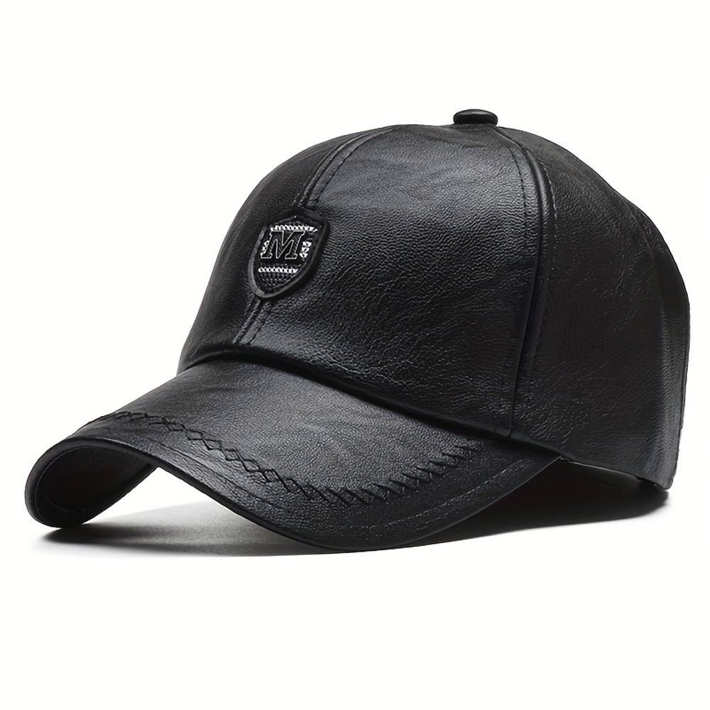 Warm Leather Baseball Cap Fashion Men Snapback Hat Adjustable Outdoor Sports Dad Cap For Autumn Win 6