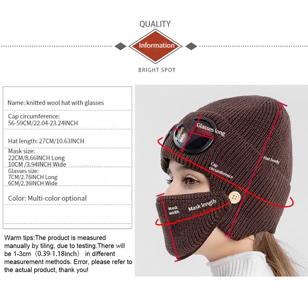 Warm Knitted Hat For Women Winter Pilot Ear Protection Hat Windproof Cold Proof Hat With Mask 1