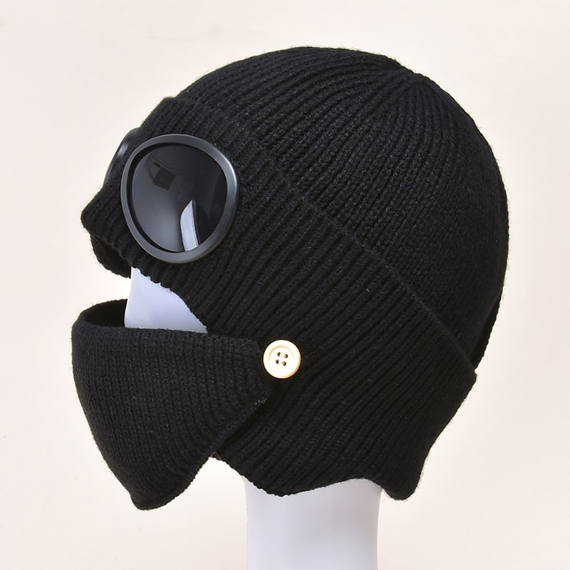 Warm Knitted Hat For Women Winter Pilot Ear Protection Hat Windproof Cold Proof Hat With Mask 6