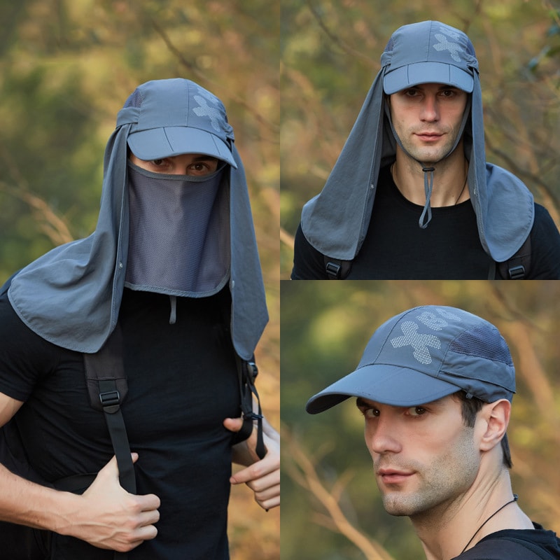 Waterproof Baseball Caps For Women Men Summer UV Protection Hat Quick Drying With Male Neck Flap Fo 4
