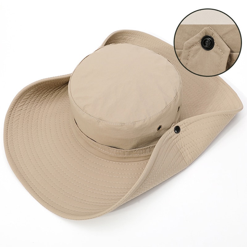 Summer Cowboy Hat, Mesh Breathable Anti UV, Men Outdoor Fishing Hiking, Wide Brim Sun Cap