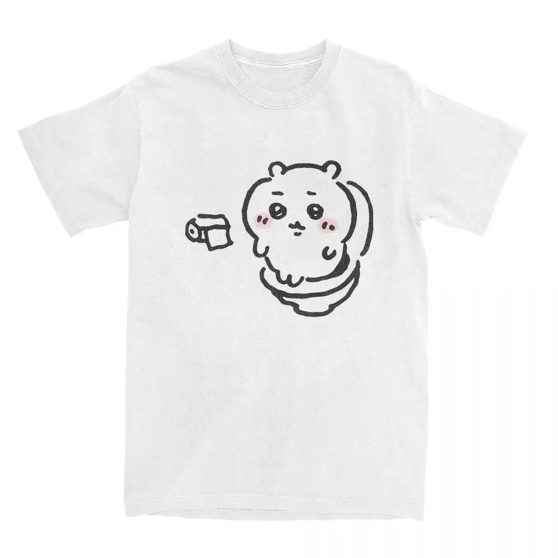 Summer Fashion Chiikawa Toilet Time T Shirt for Men, Oversized Women Comfortable Tee