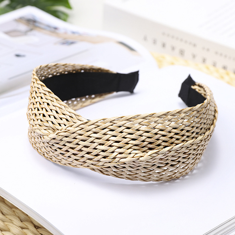 Weaving Cross Hair Hoop Beach Style Straw Headband WideBrimmed Headwear 8
