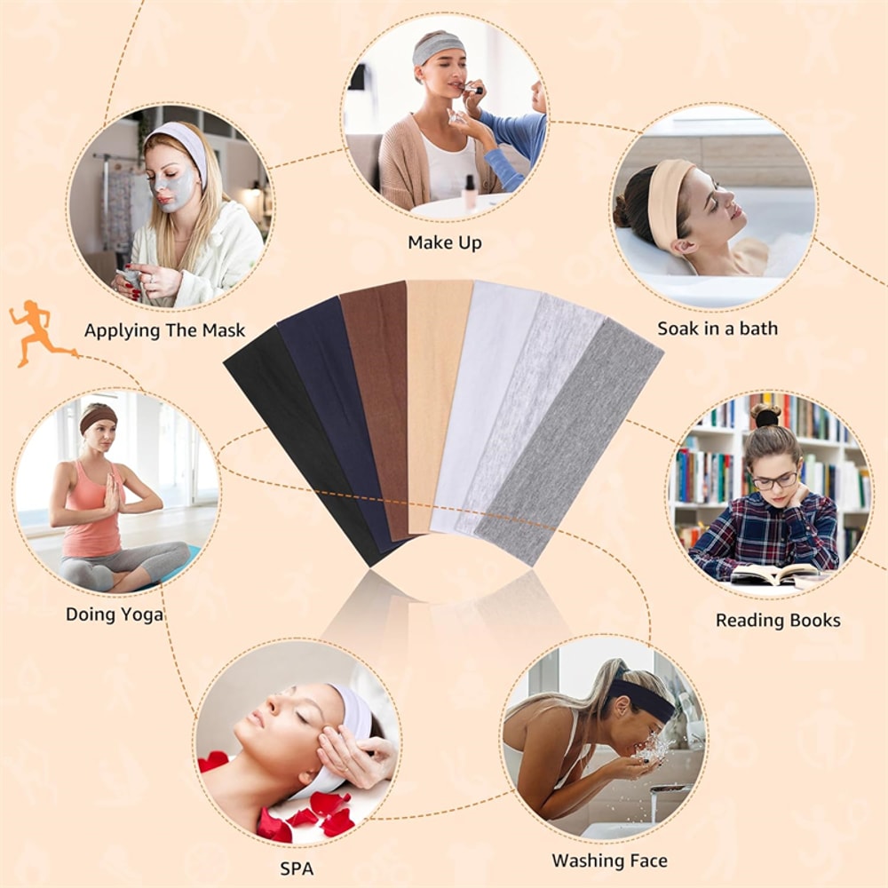 Solid Yoga Headbands For Women Adjustable Summer Sports Sweat Absorbent Headband For Men Running 2