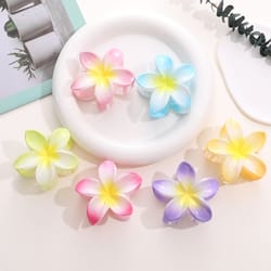 bohemian shark clip hair claw, plumeria flower shape, cute plastic barrettes for hair accessories