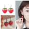 Pink Rose Tulip Heart Earrings, Korean Sweet Resin Cherry Flower Stud, Elegant Jewelry for Women