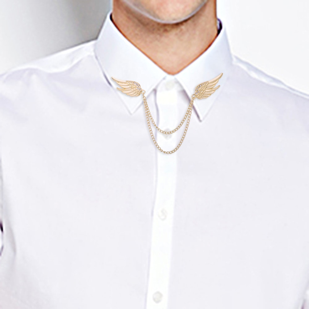 Elegant Decorative Jewelry Accessory, Korean Angel Wings Brooch with Tassel Chain for Shirt Suit