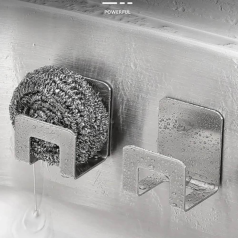 Self Adhesive Sink Sponges Racks Kitchen Stainless Steel Drain Drying Storage Holder 1