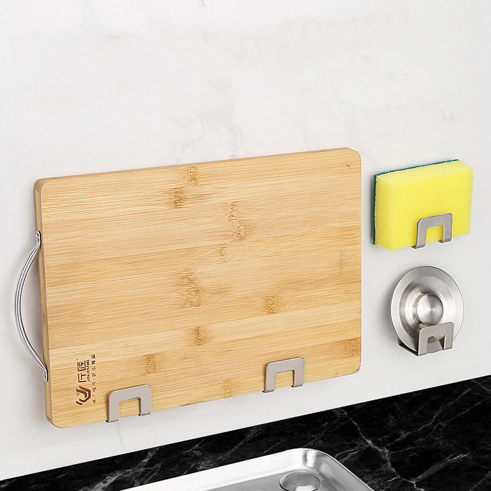 Self Adhesive Sink Sponges Racks Kitchen Stainless Steel Drain Drying Storage Holder 4