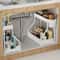 Large Capacity Space Saving Storage Rack, Out Under Sink Organizer with Hooks, Durable, Kitchen Bathroom Cabinet