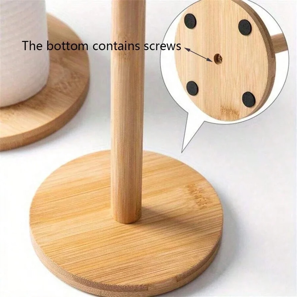 Freestanding Paper Towel Roll Stand Wooden Paper Towel Dispenser Holder Tissue Rack For Kitchen Di 2