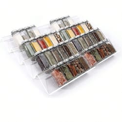 expandable seasoning organizer cabinet, acrylic spice jars rack tray, adjustable drawer organizer
