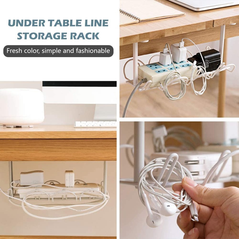 Home Office Desk Wire Organizer Table Storage Rack Cable Management Tray No Punching Kitchen Storag 5