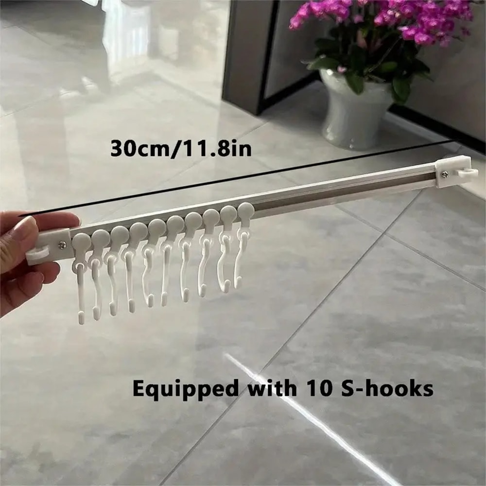 Kitchen Storage Rack Adhesive, Space-Saving with Sliding Hooks, Easy Organization, No Drilling, Christmas Storage