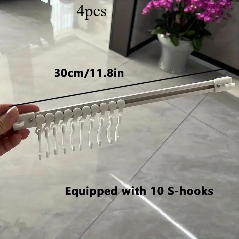 Kitchen Storage Rack Adhesive, Space-Saving with Sliding Hooks, Easy Organization, No Drilling, Christmas Storage