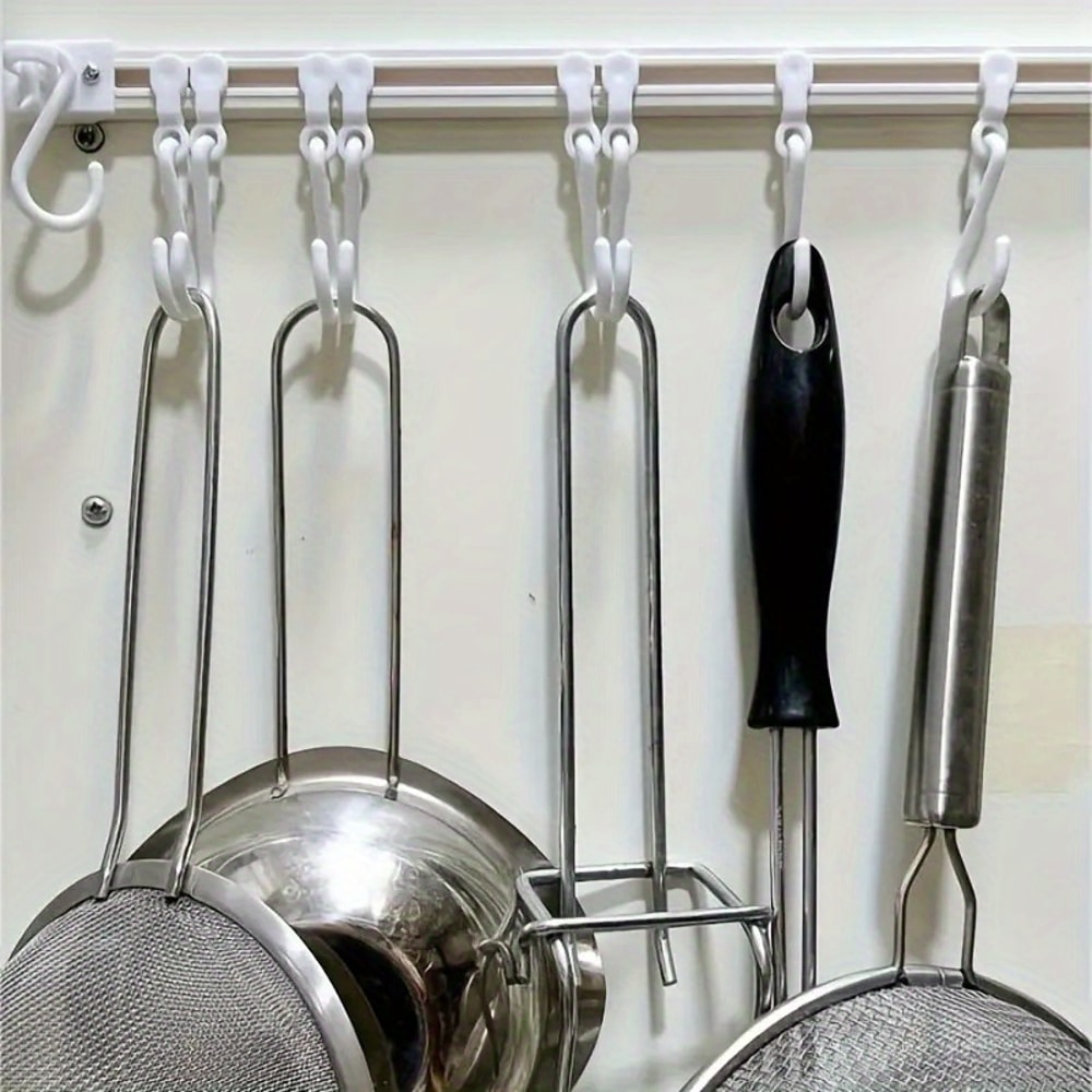 Kitchen Storage Rack Adhesive, Space-Saving with Sliding Hooks, Easy Organization, No Drilling, Christmas Storage