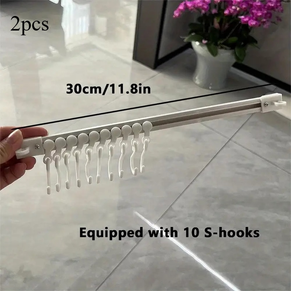 Kitchen Storage Rack Adhesive, Space-Saving with Sliding Hooks, Easy Organization, No Drilling, Christmas Storage