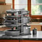 Upgraded Adjustable Pot Lid Organizer for Cutting Board, Pot and Pan Rack for Cabinet, Heavy Cookware Holder
