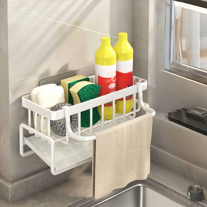 Sponge Holder for Kitchen Faucet, Sink Tidy Tray, Kitchen and Bathroom Tools, Storage Rack