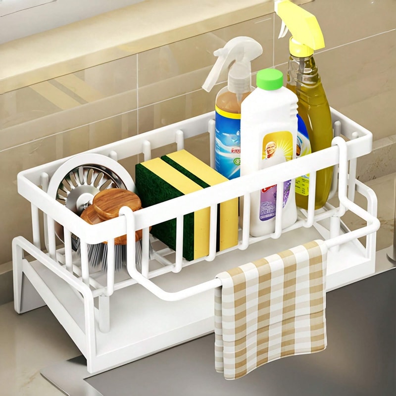Sponge Holder for Kitchen Faucet, Sink Tidy Tray, Kitchen and Bathroom Tools, Storage Rack