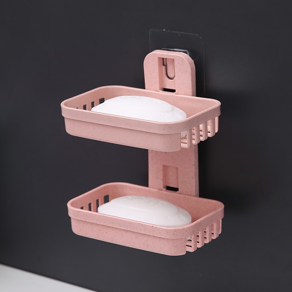 Storage rack soap rack rack, no punching double-layer soap box, non-marking paste