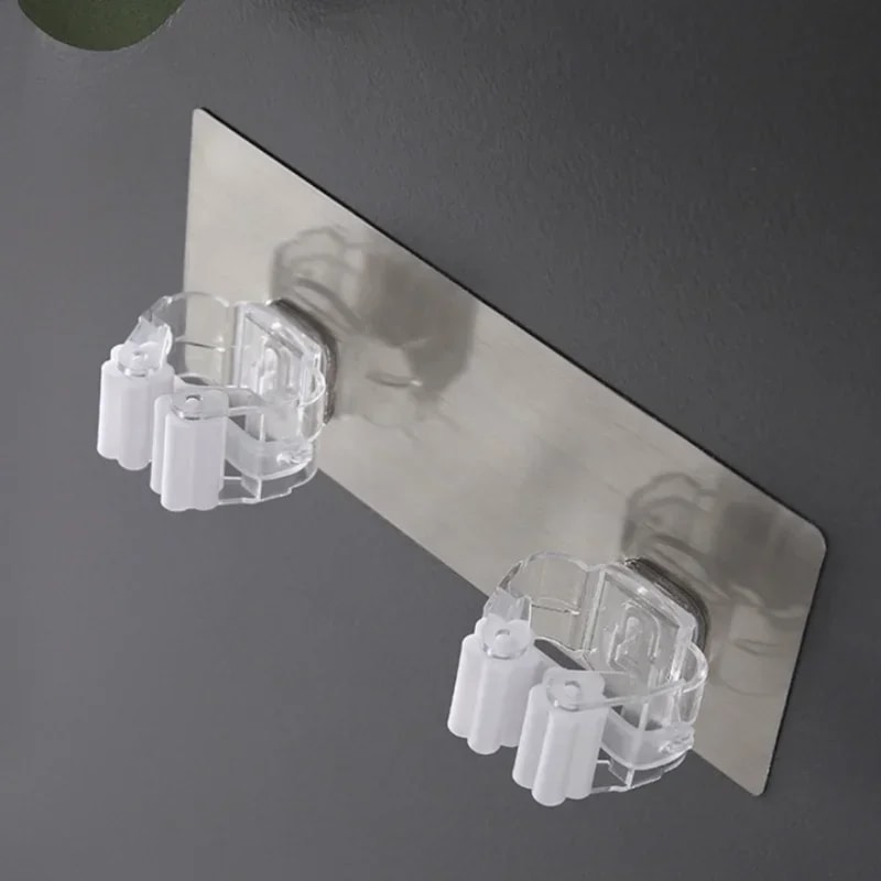 No Nail Mop Hook Multi Functional Traceless Mop Holder Double Head Strong Adhesive Household Clip 3