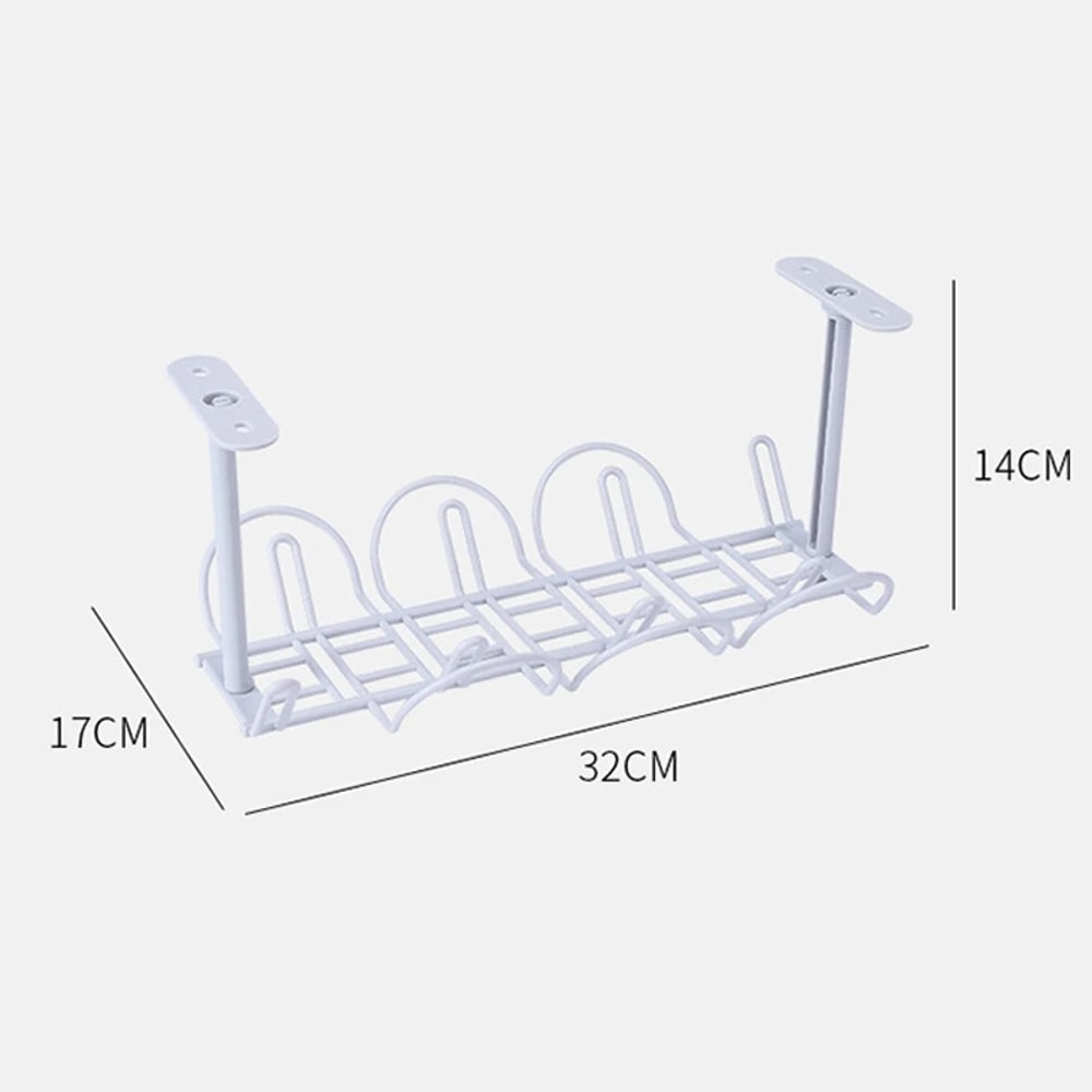 Cable Tray Partition Hanging, Home Office Desk Power Cord Plug Holder, Bottom Basket Layered Rack Organizer