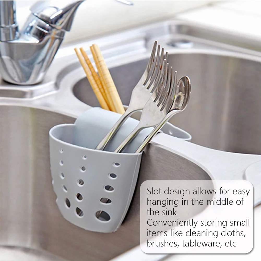 Bathroom Hanging Drain Storage Rack, Kitchen Sink Double Basket Utensils, Organizer Bag Soap Holder