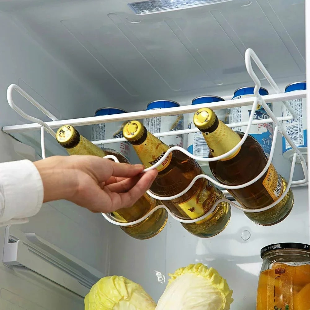 Refrigerator Organizer Rack, Kitchen Storage Shelves, Inside Shelf Beer Wine Bottle Holder, Kitchen Supplies Tools