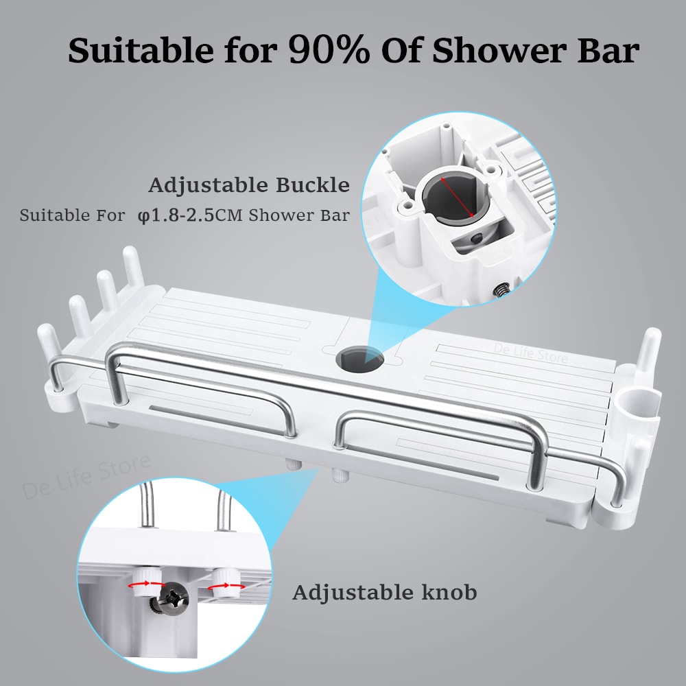 Shower Storage Holder, Extendable Bathroom Shelf Without Drilling, Shampoo Tray Organizer