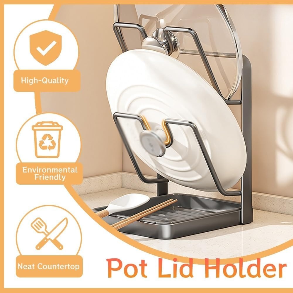 Antislip Pot Lid Storage Rack Pan Organizer Chopping Board Spatula Holder For Kitchen Counter Stove 1