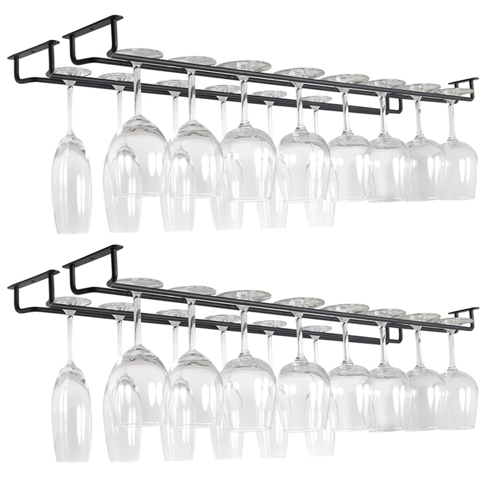 Under Cabinet Wine Glass Holder, Wall Mount Stemware Organizer Hanger for Kitchen
