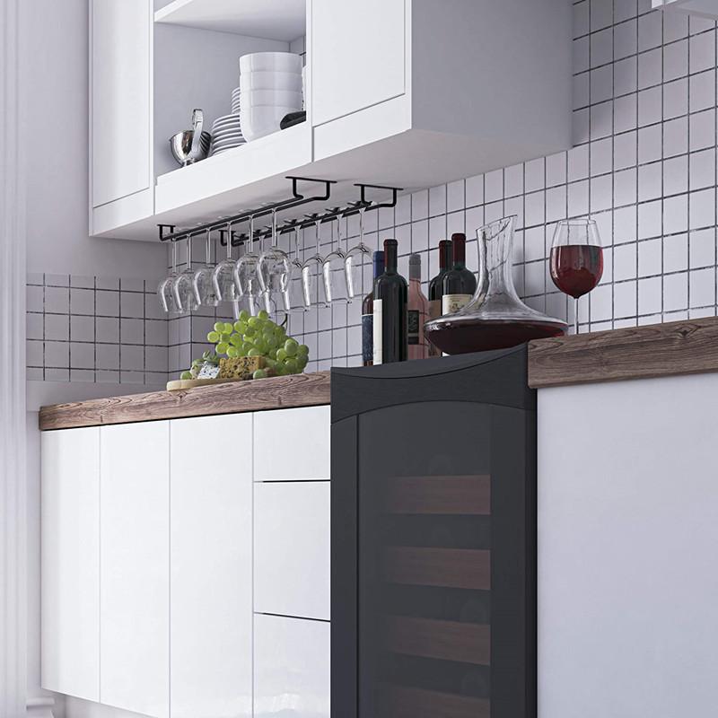 Under Cabinet Wine Glass Holder, Wall Mount Stemware Organizer Hanger for Kitchen