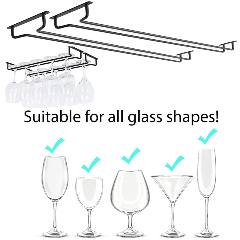 Under Cabinet Wine Glass Holder, Wall Mount Stemware Organizer Hanger for Kitchen