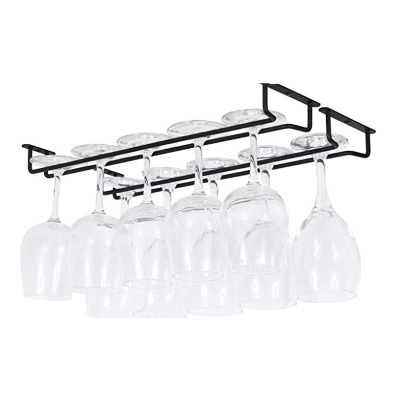 Under Cabinet Wine Glass Holder, Wall Mount Stemware Organizer Hanger for Kitchen
